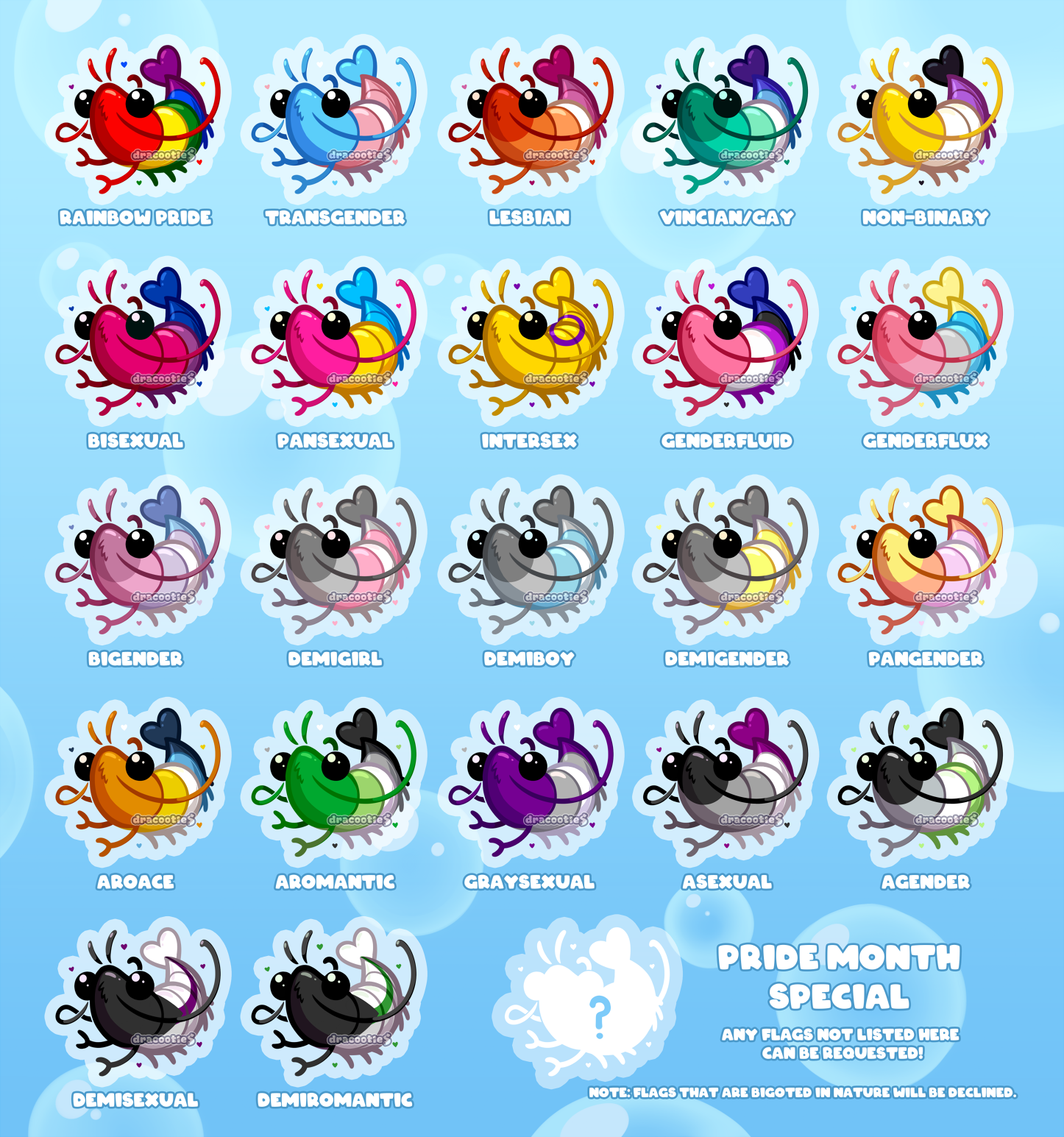🆕 PRE-ORDER Pride Shrimp Acrylic Charms