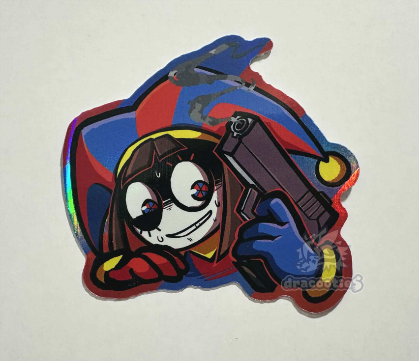 Pomni Gun Holo Sticker ✦ Unofficial Fan Merch